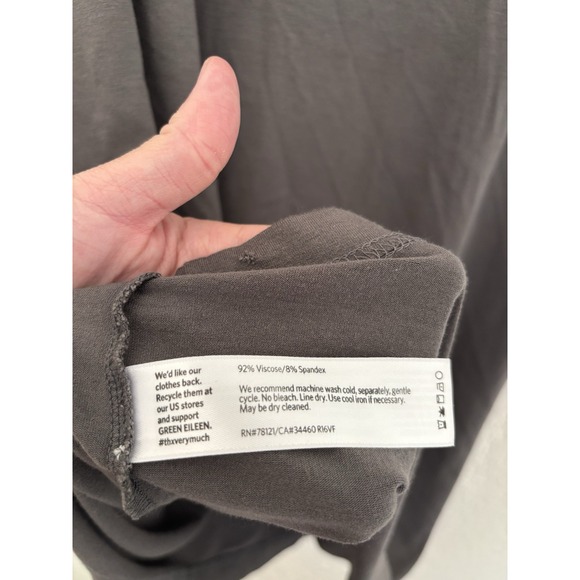 Eileen Fisher Womens Small/petite V Neck Grey‎ Stretch Dress Long Sleeve - Picture 6 of 7